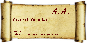 Aranyi Aranka névjegykártya